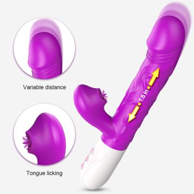 ExotiKiss V22 - Şarjlı Akıllı Isıtmalı İleri Geri ve Dil Hareketli G-Spot ve Klitoris Uyarıcı 2 in 1 Yapay Penis Rabbit Vibratör