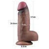 25 CM Yumuşak Doku Çift Katman Platin Silikon Realistik Çok Kalın Büyük Dildo Penis