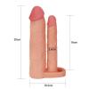 5 CM Dolgulu Gerçekçi Ten Doku Çatal Penis Kılıfı - Pleasure X-Tender