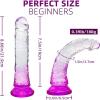 MYST COLOR Dildo Realistik Jel Dokuda Testissiz Ultra Yumuşak Şeffaf Mor Yapay Penis