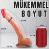 UNIQUE Realistik Dokuda Kavisli Dildo Vantuzlu Gerçekçi Yapay Penis 25 CM