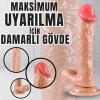 UNIQUE Realistik Dokuda Damarlı Dildo Vantuzlu Gerçekçi Yapay Penis 18 CM