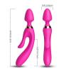 WOWYES Manyetik Şarjlı Su Geçirmez Wand Massager 3 in 1 Dildo Vibratör - Pembe