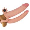 2.5 CM Dolgulu Gerçekçi Ten Doku Çatal Titreşimli Penis Kılıfı - Pleasure X-Tender