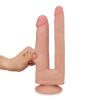 25 CM Hareketli Deri Özellikli Çatal Penis - Skinlike Double Penetration Soft Cock