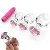 CRYSTAL CLEAR Titreşimli Pembe Mücevher Taşlı Kristal Cam Anal Plug Set