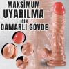 UNIQUE Realistik Dokuda Damarlı Kalın Dildo Vantuzlu Gerçekçi Yapay Penis 21 CM