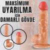 UNIQUE Realistik Dokuda Kalın Damarlı Dildo Vantuzlu Gerçekçi Yapay Penis 20 CM