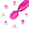 WOWYES Manyetik Şarjlı Su Geçirmez Wand Massager 3 in 1 Dildo Vibratör - Pembe