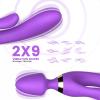 WOWYES Manyetik Şarjlı Su Geçirmez Wand Massager 3 in 1 Dildo Vibratör - Mor